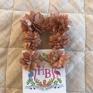 Long three tiered flower fabric earrings!